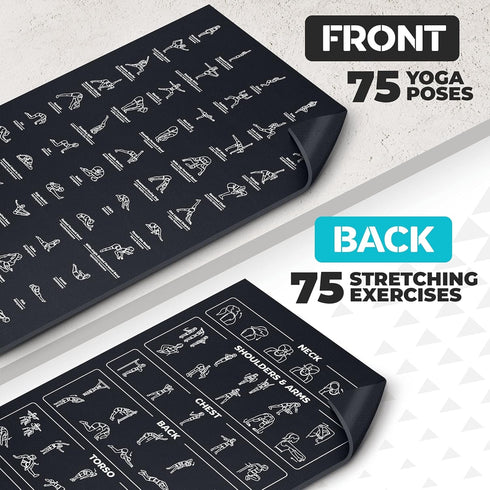 Instructional Yoga Mat with Poses Printed, Non-Slip Extra-Thick Yoga Mat for Beginners