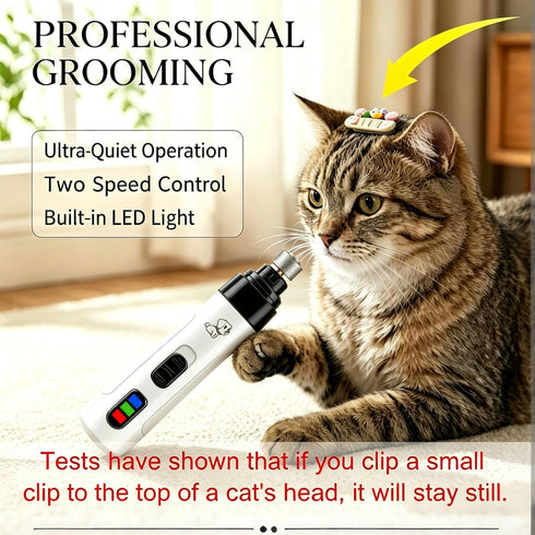 Trimmers, 2-Speed (2 Upgraded Dog Nail Grinder Quiet, Professional Cat & Dog Nail Silent Pet Nail Grinder and Painless