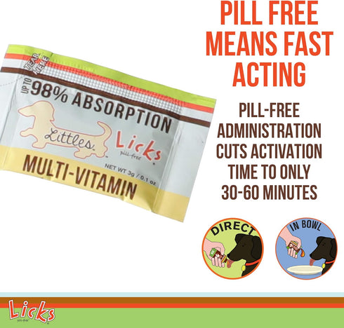 Licks Pill-Free Small Breed Dog Multivitamin, Dog Supplement with Vitamin C, D, Calcium - 10 Use Gel Packets
