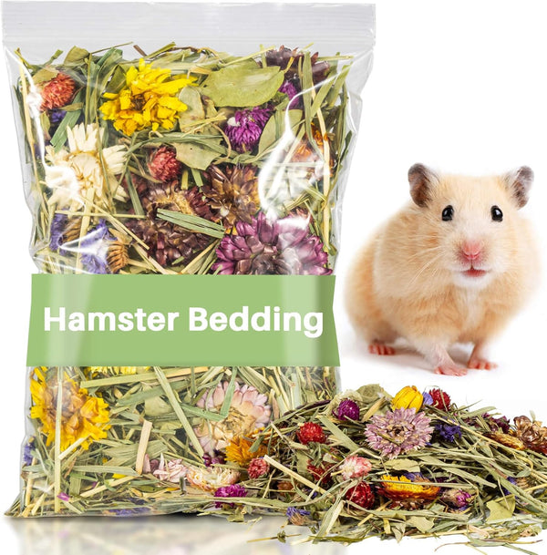 Sukh 150G Hamster Bedding - Flowers & Herbs for Odor Control and Hamster Habitat Decor
