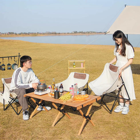 Herb Life 450 lbs Ultralight Folding Camping Chair, Capacity, Off-white, Solid, Adult, Outdoor, Beach, Lawn, Campground
