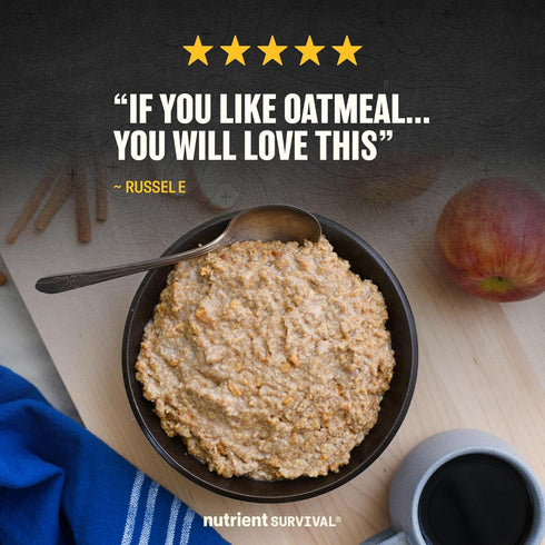 40 25 18 High Protein Oatmeal Instant, Hearty Apple Cinnamon, Freeze Dried Prepper Supplies & Emergency Food Supply