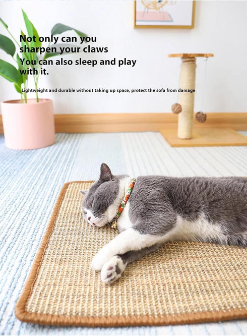 MEMQUQ Interactive Cat Scratching Toy - Natural Sisal Activity Mat for Kittens, Engaging Claw Exercise Play Pad