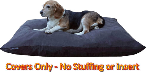 DIY Pet Bed Pillow Duvet Suede Cover + Waterproof Internal Case for Dog/Cat, Medium 36"X29" Espresso