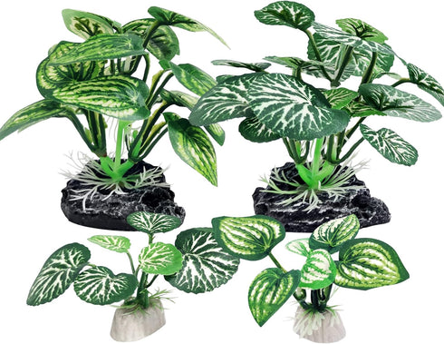 4PCS Small Size Soft Faux Silk Aquarium Plants for Betta Fish Tank Decorations, Hiding Fish Reptiles