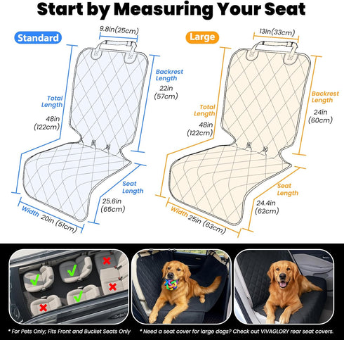 2Pack VIVAGLORY Dog Front Seat Cover Seatflex Car Seat Protector for Dog, Car Cover for Pet, Front Single Bucket