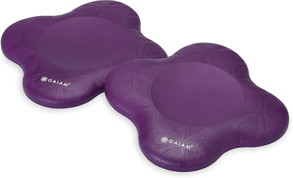Gaiam Yoga Knee Pads (Set of 2) - Cushions for Knees and Elbows for Fitness, Travel, Meditation, Pilates, Purple