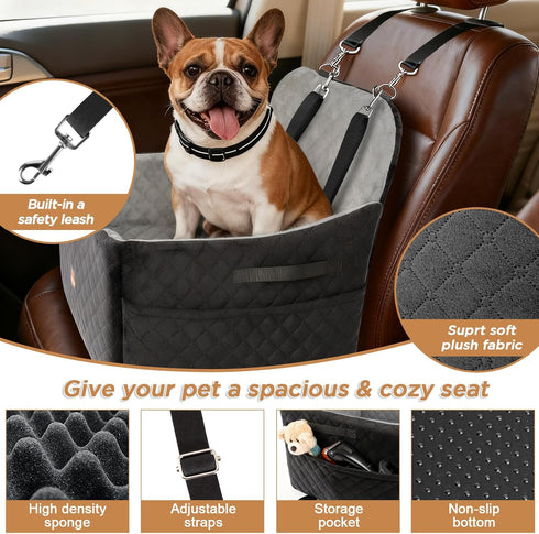 Felixora 35lbs Dog Car Seats for Small/Medium Dogs, Puppy Car Seat with Side Opening, Thick Cushion, Detachable