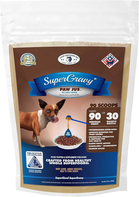 SuperGravy PAW Jus - Natural Dog Food Gravy Topper, Human Grade Kibble Seasoning for Picky Eaters, Gluten Free & Grain