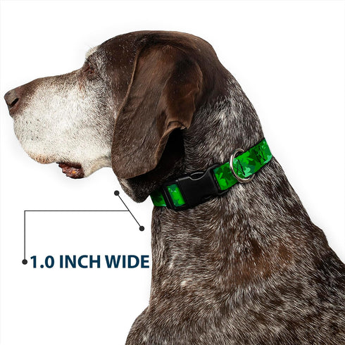 Buckle-Down St. Pat's Stacked Shamrocks Greens Plastic Clip Collar, Large, 15-26"