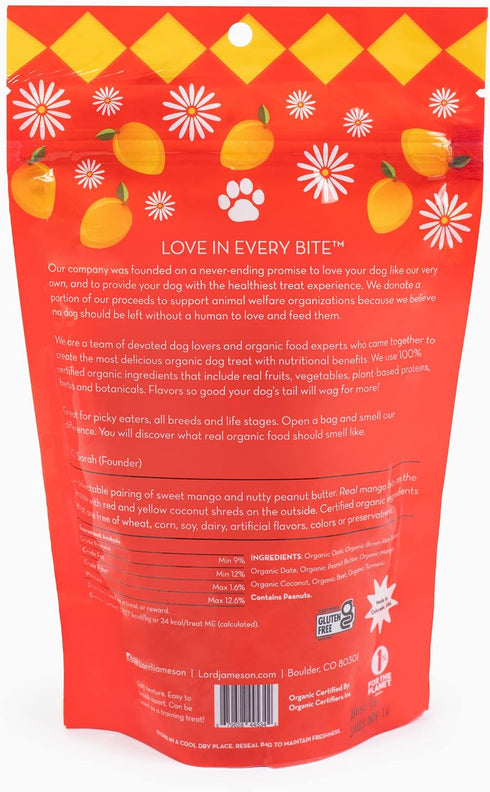 Mango Pops Organic Dog Treats, Organic Dog Treats Made with Real Mango, 6 oz. Bag