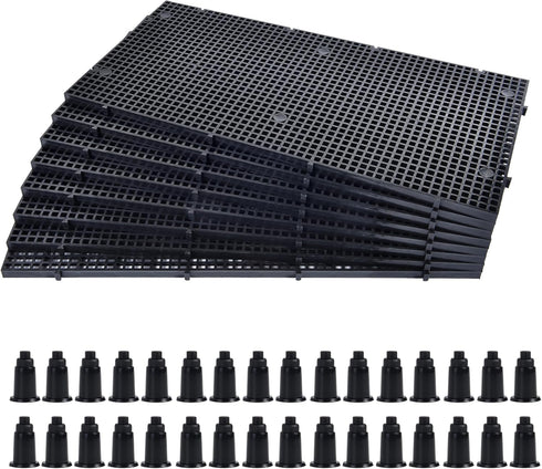ALEGI 8pcs Plastic Grid Divider Tray Egg Crate Louvre for Aquarium Fish Tank Bottom Isolation with Bracket
