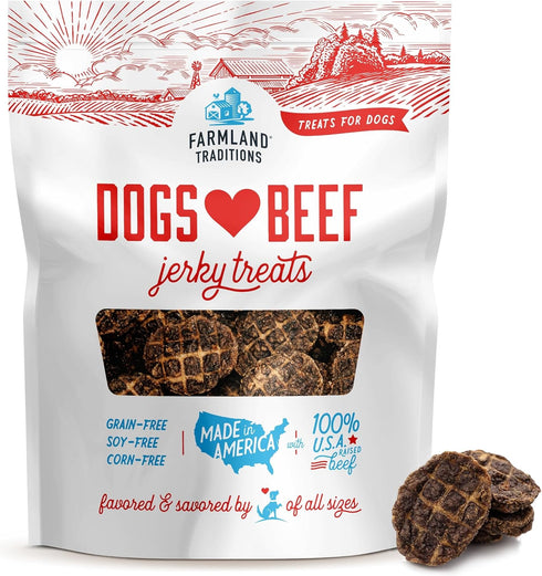 Farmland Traditions Dogs Love Beef Jerky Dog Treats with Only 3 Ingredients