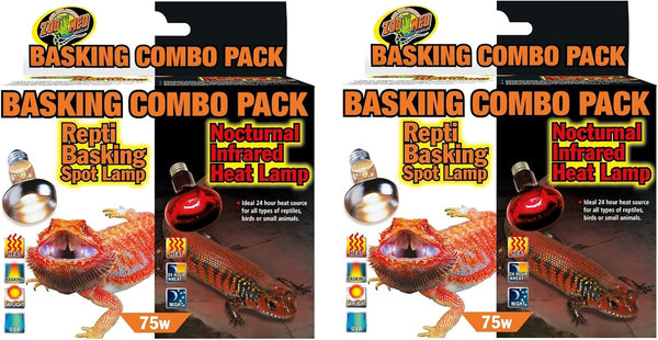 Zoo Med 2 Pack of Day/Night Light Basking Combo Pack, Each Pack Contains 1 Day and 1 Night Bulb
