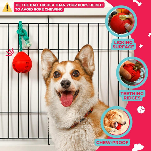 Fossa Interactive Dog Toys, Puzzle Treat Dispenser with Rope for Reducing Boredom and Anxiety