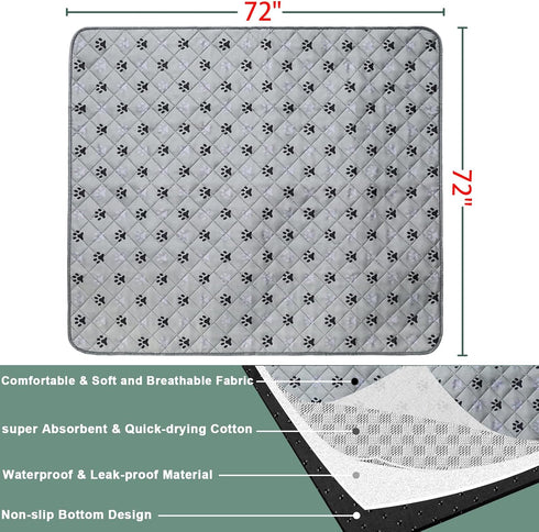 2 Pack 72"x 72" JERIA Waterproof Non Slip Wee padReusable Washable Pee Pads for DogsAbsorbent and Leakproof Training