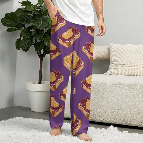 Generic Peanut Butter Jelly Breakfast Funny Pajama Bottoms Soft Lounge Pants Loose Fit Sleepwear for Men Women
