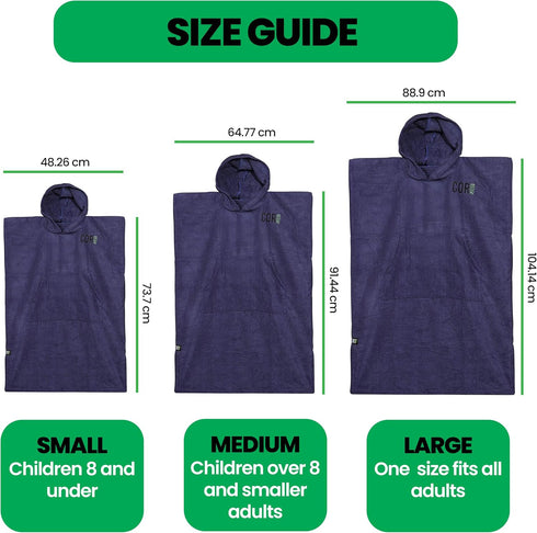 COR Surf Poncho Changing Towel Robe with Hood and Front Pocket, Doubles Up As A Beach Towel and Blanket, Made of Quick
