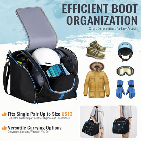 Ski Bag and Boot Bag Combo - Padded Ski Carrier Bag for Air Travel, Fits Skis Up to 200 CM