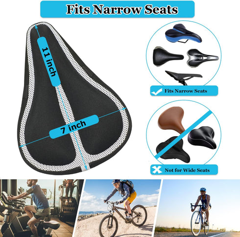 Gel Bike Seat Cover Padded Bicycle Saddle Covers for Women & Men, Most Comfortable Soft Cushion Cover for Spin Indoor