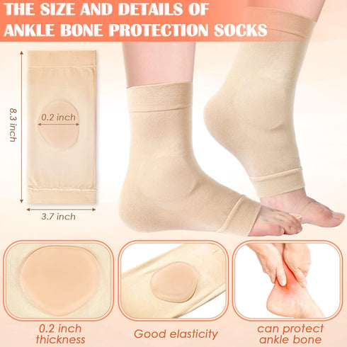 Geyoga 2 Pairs Ice Skating Socks for Women, Tendon Heel Ankle Protector Padded Guards Ankle Sleeve Pad