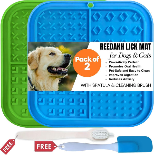 Licking Mats for Dogs and Cats - Slow Feeder Lick Pad with Suction Cups, Crate Training Pet Toy, 2 Lick Mats