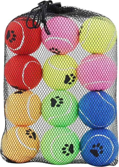 Tennis Ball for Dogs, Pack of 12 Colorful Easy Catching Pet Balls (2.5inch-6colors)