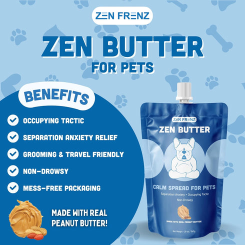 20oz Zen Butter - All-Natural Calming Peanut Butter Spread for Pets - Resealable Pouch