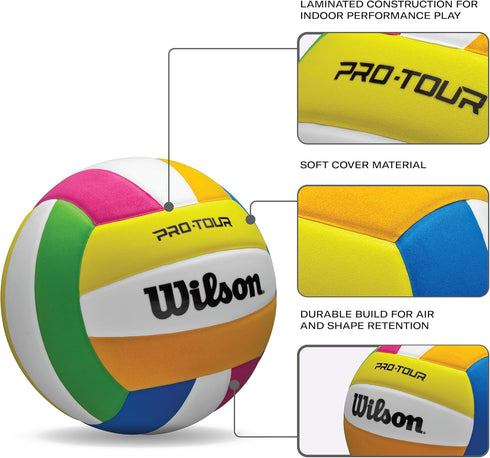 Wilson Pro Tour Indoor Volleyball - Official Size & Multicolor