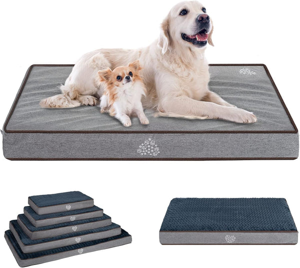 VANKEAN Soft Dog Bed Crate Pad Mat, Reversible Cool & Warm, Washable Comfy Kennel Pad with Orthopedic Egg-Crate Foam