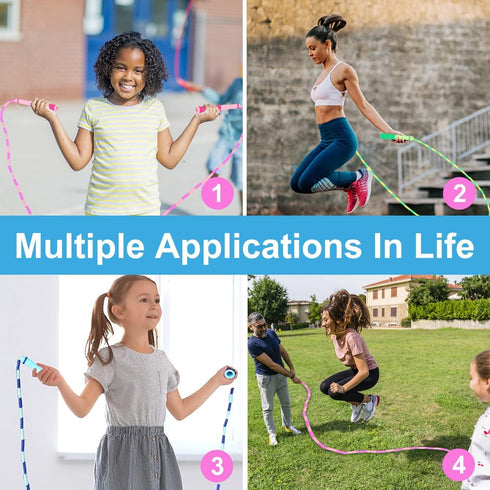 GRAWUN Kids Jump Rope - Soft Beaded Adjustable Length Tangle-Free Skipping Rope for Fitness