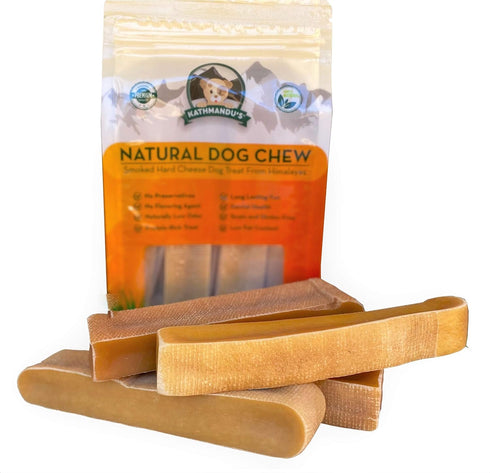 Authentic Himalayan Natural Dog Cheese Chew, Pack of 4 Large & XLarge Chews, Premium Organic Yak Chew for Indoor and