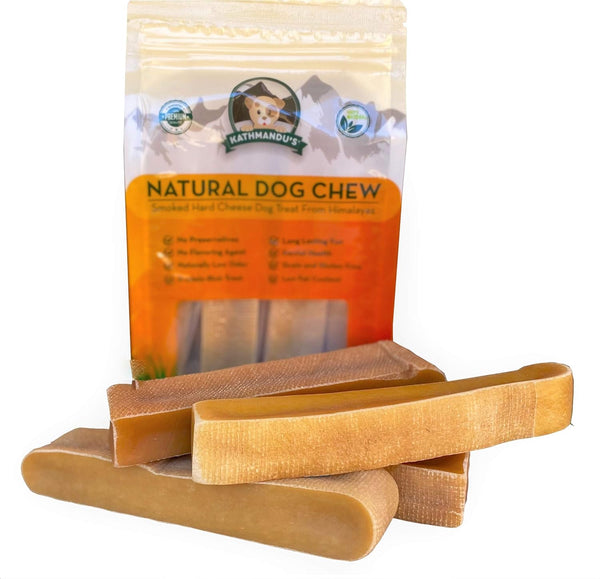 Authentic Himalayan Natural Dog Cheese Chew, Pack of 4 Large & XLarge Chews, Premium Organic Yak Chew for Indoor and