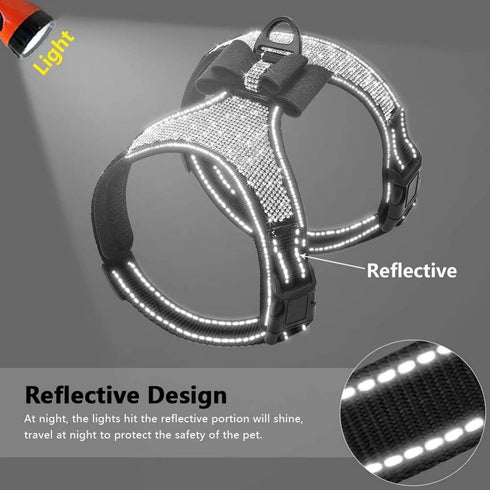 Beirui Rhinestone Dog Harness - Reflective Bling Nylon Vest with Sparkly Bow Tie for Small Medium Large Dogs, Black,