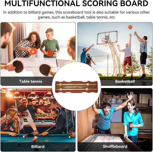 equlup 2 Billiard Game Scorer, Track Wavy Billiard Score Board Medium Density Fiberboard and Metal Billiard Game Score