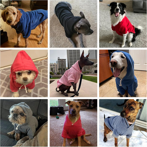 KOOLTAIL Basic Dog Hoodie, Soft and Warm Dog Sweater with Leash Hole and Pocket, Cold Weather Clothes for Small Medium