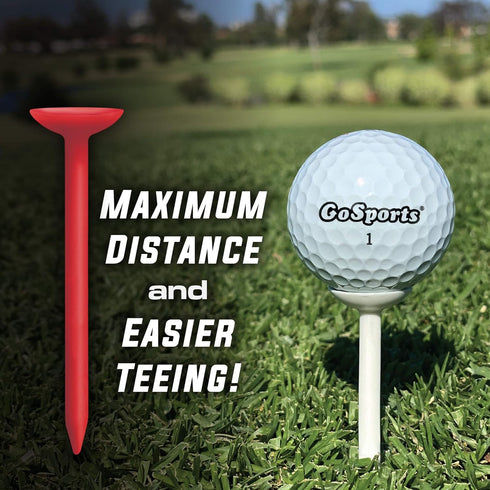 GoSports 3.25” Widemouth Plastic Golf Tees, 60 Tee Player’s Pack for Max Distance and Easier Teeing