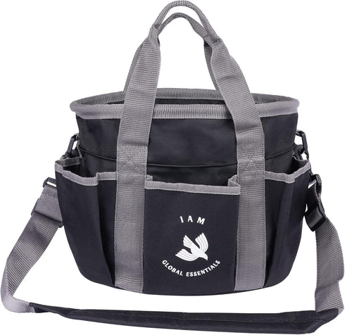 I AM Global Essentials (9 Premium Grooming Kit Piece) - Organizer Tote Bag with Brushes for Tack Room - Nylon & Plastic