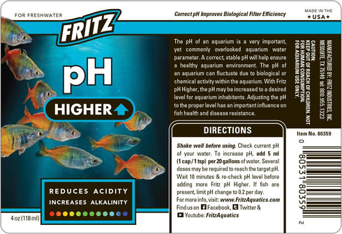Fritz Aquatics 80359 Fritz pH Higher for Fresh and Salt Water Aquariums, 4-Ounce