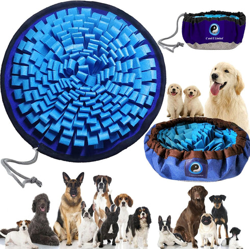 C and E Limited Awesome Deluxe Blue Snuffle Mat; Beautiful Custom Yin-Yang Symbol Snuffle Mat for