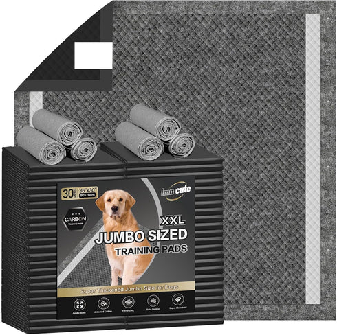 IMMCUTE Dog Pee Pads Extra Large 30"X36", 30 Count, Charcoal Puppy Pads,