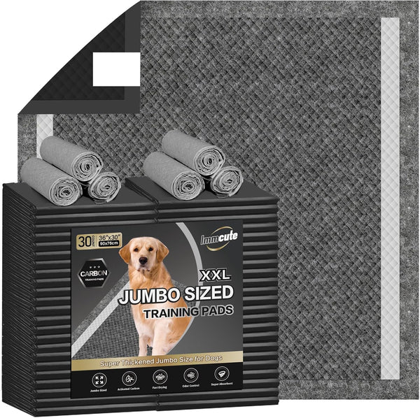 IMMCUTE Dog Pee Pads Extra Large 30"X36", 30 Count, Charcoal Puppy Pads,
