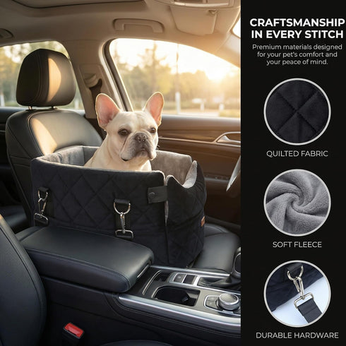 Center Console Dog Car Seats for Small Dogs Cats with Adjustable Safety Belt Multipurpose Pet Booster Seat