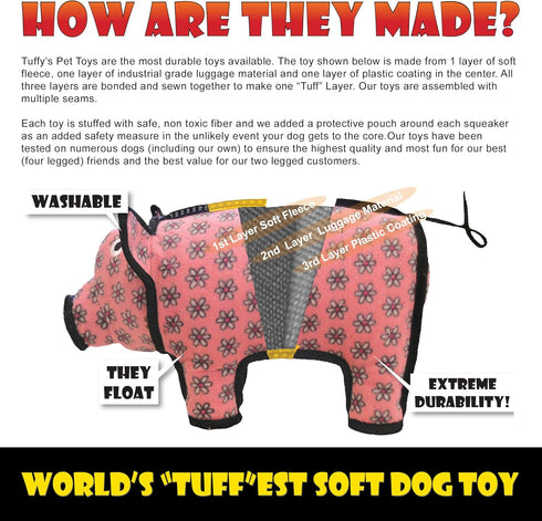 TUFFY MEGA Ring - World's Tuffest Soft Dog Toy - Squeakers, Multiple Layers, Durable, Strong & Tough, Machine Washable