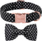 Unique Style Paws Cotton Dog Collar with Bow, Black White Round Dot for Small Medium Large Boys Girls
