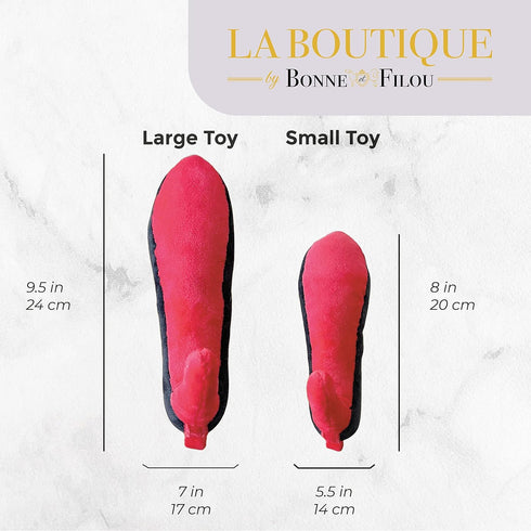 Bonne et Filou Red High Heel Plush Squeaky Dog Toy, Durable Chew Toy for Small and Medium Dogs