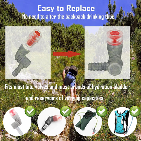 Replacement Bite Valve Mouthpiece for Hydration Pack Bladder Water Backpack, 4-Pack with Shutoff Valve and Tube O-Ring