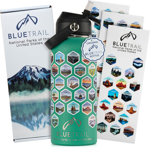 BlueTrail National Parks Water Bottle with Stickers
