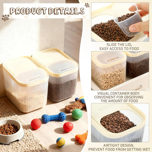 Acellegic 2 Pack 10 Lbs 2 Airtight Dog Food Storage Container Pet Dog Cat Food Storage Bin with Measuring and Scoops