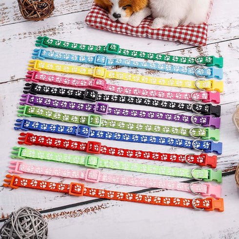 12 Pack Puppy Collars - Adjustable Soft Nylon ID Collars for Newborn Litter Puppies